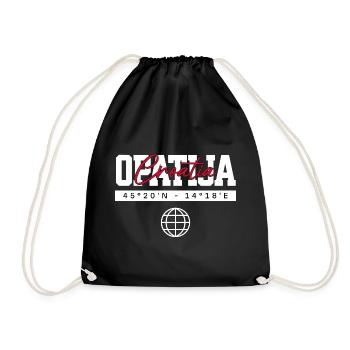 Opatija Kroatien Koordinaten Reise Souvenir - Turnbeutel - Schwarz - Vorne