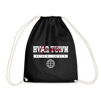 Hvar-Stadt Kroatien Koordinaten Reise Souvenir - Turnbeutel - Schwarz - Vorne