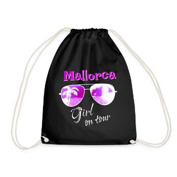 Mallorca Girl on tour - Sonnenbrille Palmen - Turnbeutel - Schwarz - Vorne