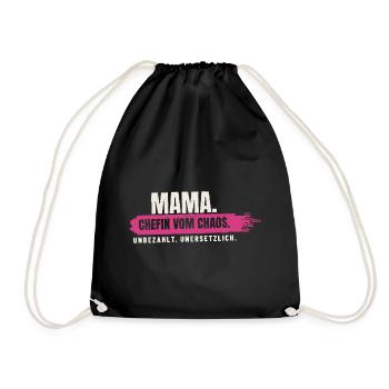 Mama – Chefin vom Chaos - Turnbeutel - Schwarz - Vorne