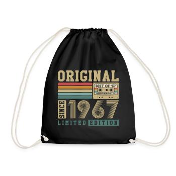 Original 1967 Jahrgang 60. Geburtstag Vintage - Turnbeutel - Schwarz - Vorne