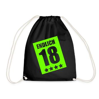 Endlich 18 Geburtstag Neon - Turnbeutel - Schwarz - Vorne
