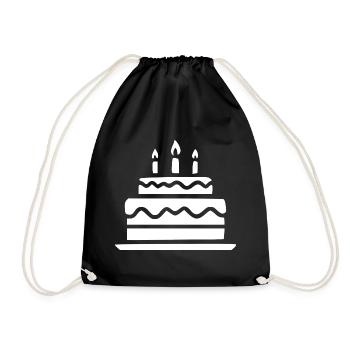 Geburtstagskuchen mit Kerzen Geschenk Geburtstag - Turnbeutel - Schwarz - Vorne
