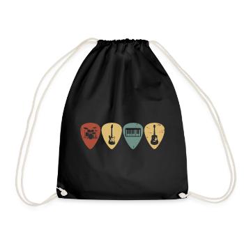 Retro Music Guitar Picks Vintage-Musiker-T-Shirt - Turnbeutel - Schwarz - Vorne