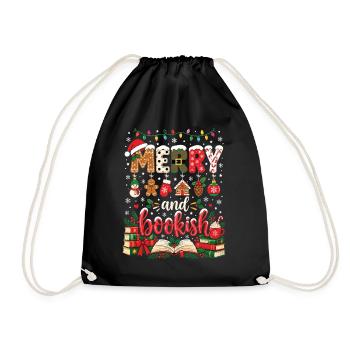 Fröhliche und bücherbezogene Weihnachtsfestlektüre - Turnbeutel - Schwarz - Vorne