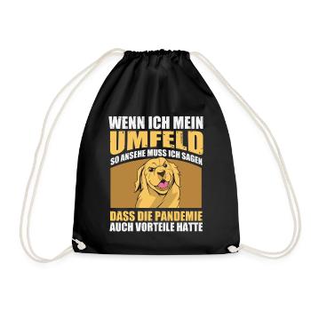 Pandemie hatte Vorteile – Golden Retriever - Turnbeutel - Schwarz - Vorne