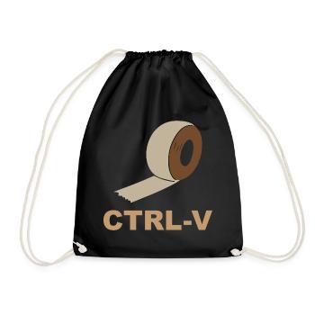Strg-V Retro Ribbon - Turnbeutel - Schwarz - Vorne