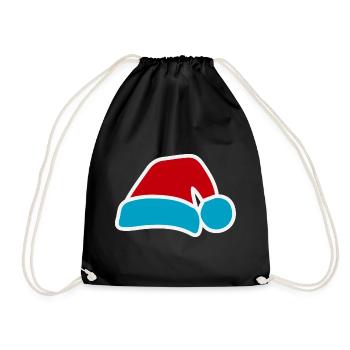 Weihnachtsmann-Pop-Hut Blau-Rot - Turnbeutel - Schwarz - Vorne