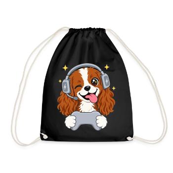 Gaming Cavalier King Charles Spaniel Headset  - Turnbeutel - Schwarz - Vorne
