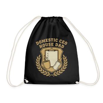 Domestic CEO Hausvater Design - Turnbeutel - Schwarz - Vorne