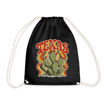 Texas Kaktus Retro Flair - Turnbeutel - Schwarz - Vorne