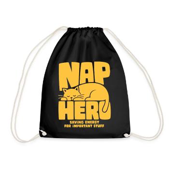 Schlafende Katze – Nap Hero - Turnbeutel - Schwarz - Vorne