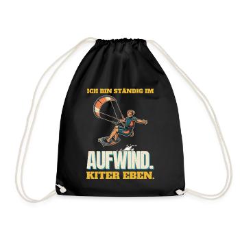 Ständig im Aufwind: Kiter eben - Turnbeutel - Schwarz - Vorne