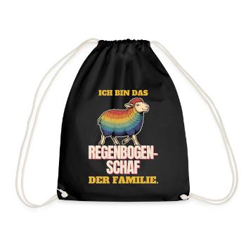 Ich bin das Regenbogenschaf der Familie - Turnbeutel - Schwarz - Vorne