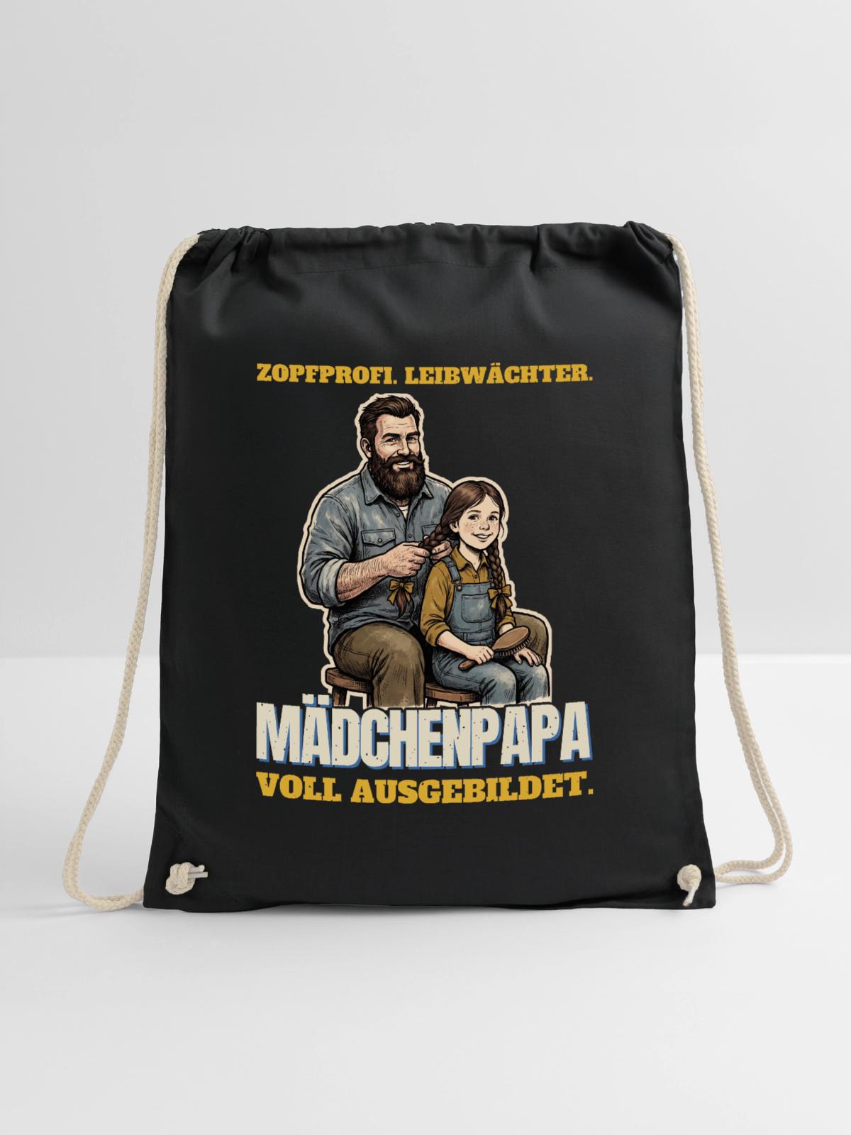Mädchenpapa: Zopfprofi und Leibwächter - Turnbeutel - Schwarz - Vorne