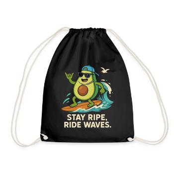 Stay ripe, ride waves - Turnbeutel - Schwarz - Vorne