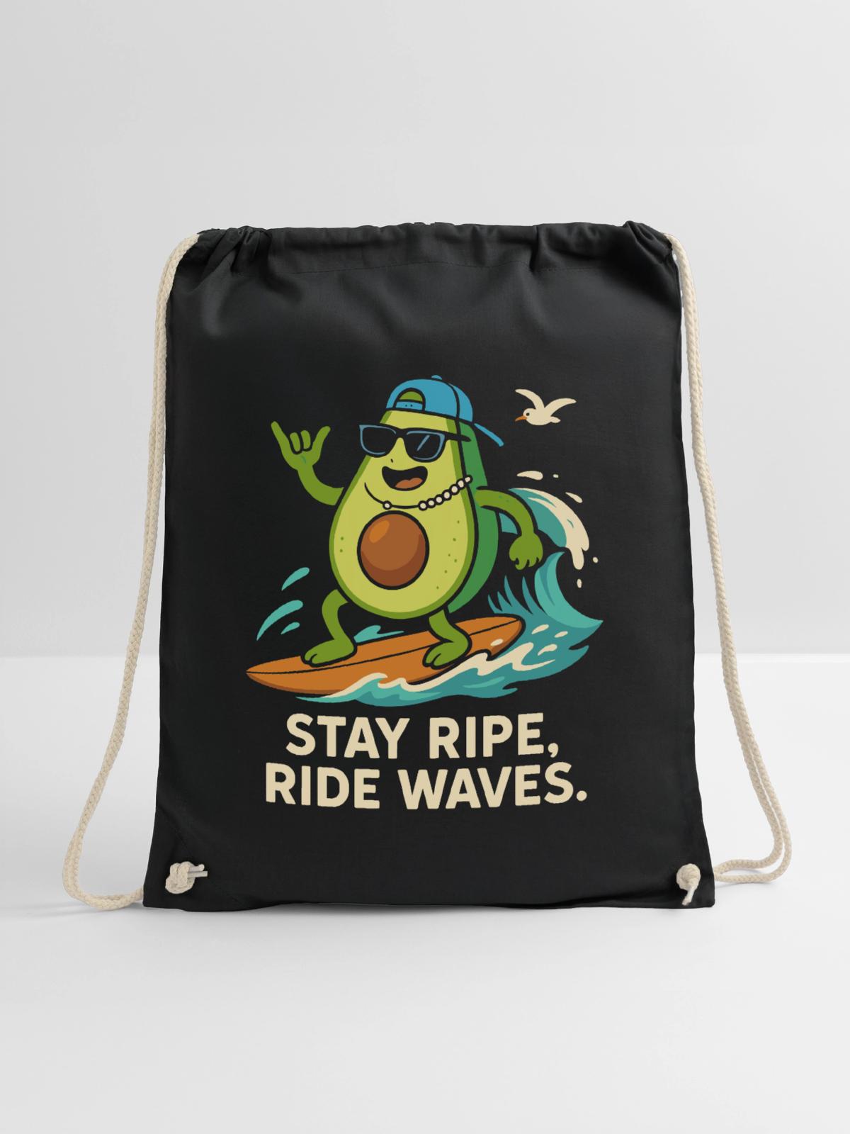 Stay ripe, ride waves - Turnbeutel - Schwarz - Vorne