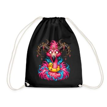 Flamingo-Gehörnter Dämon mit Entenboje - Turnbeutel - Schwarz - Vorne