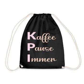 Büro Kaffee Sprüche - Turnbeutel - Schwarz - Vorne