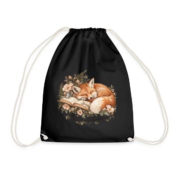 Fuchs im Blumenbuch: Nachtzauber - Turnbeutel - Schwarz - Vorne
