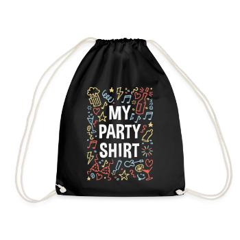 My Party Shirt (Feier / Feiern / Partyspaß / 4C) - Turnbeutel - Schwarz - Vorne
