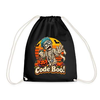 Code Boo Mumie Halloween Design - Turnbeutel - Schwarz - Vorne