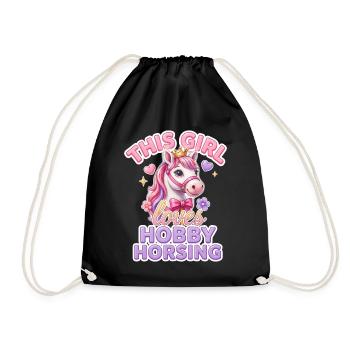 This Girl Loves Hobby Horsing Steckenpferd - Turnbeutel - Schwarz - Vorne