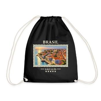 Brasilien São Luís Vintage Reisemarke - Turnbeutel - Schwarz - Vorne