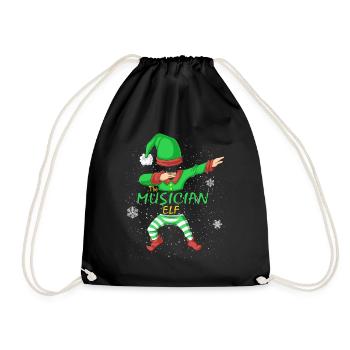 Musiker-Elfen-Familie passendes Weihnachtsshirt - Turnbeutel - Schwarz - Vorne
