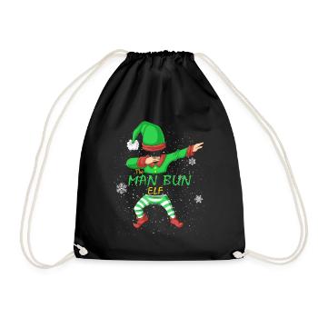 Man Bun Elf passendes Familien-Weihnachtskleidungshemd - Turnbeutel - Schwarz - Vorne