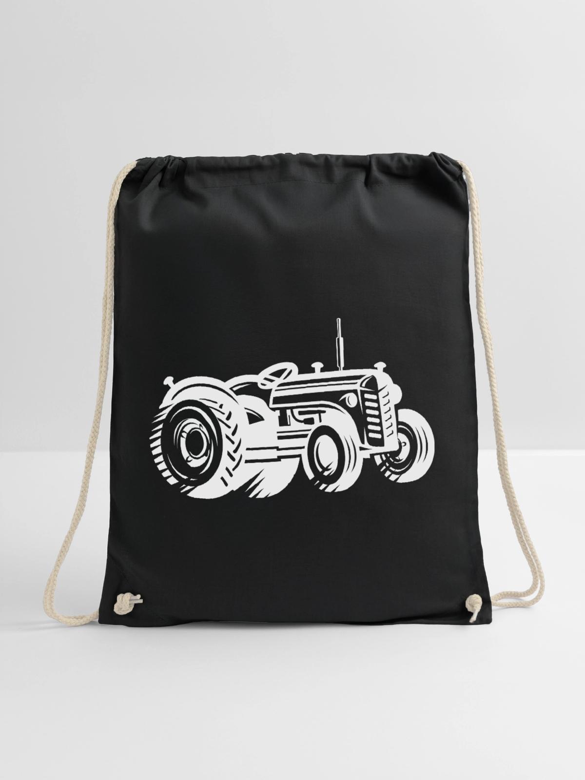 Traktor Silhouette Bauer Landwirtschaft - Turnbeutel - Schwarz - Vorne