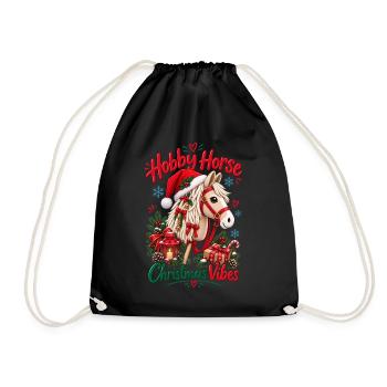 Niedliches Hobbypferd-Weihnachtsdesign - Turnbeutel - Schwarz - Vorne