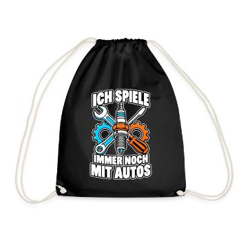 Ich spiele immer noch mit Autos – Schrauber - Turnbeutel - Schwarz - Vorne