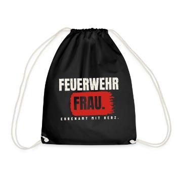 Feuerwehrfrau – Ehrenamt mit Herz - Turnbeutel - Schwarz - Vorne