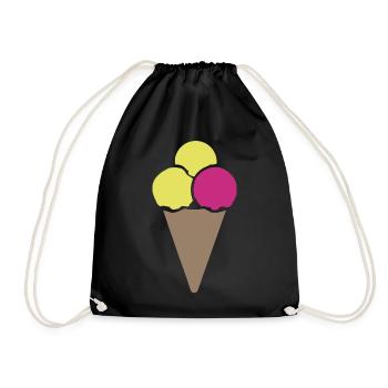Pastell Eistüte Dreier Scoop - Turnbeutel - Schwarz - Vorne