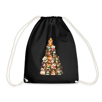 Katzen-Weihnachtsbaum-T-Shirt – Süße Katzen - Turnbeutel - Schwarz - Vorne