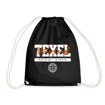Texel Niederlande Koordinaten Reise Souvenir - Turnbeutel - Schwarz - Vorne