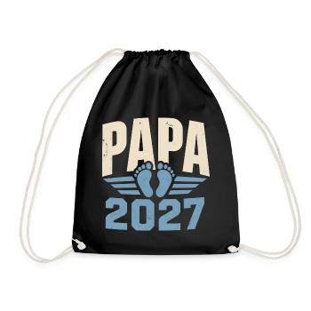 Papa 2027 Vorfreude Auf Das Erste Baby - Turnbeutel - Schwarz - Vorne