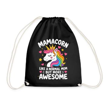 Mamacorn Normal Mom More Awesome Mama Einhorn - Turnbeutel - Schwarz - Vorne