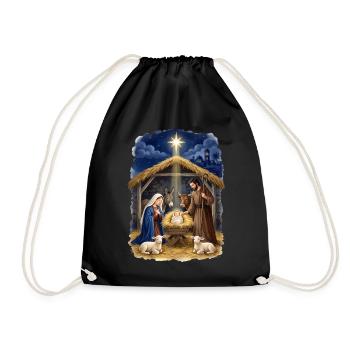 Krippenstern der Heiligen Nacht Weihnachten Jesus - Turnbeutel - Schwarz - Vorne