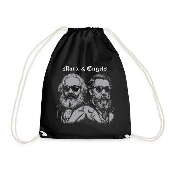 Marx & Engels Retro Silhouette - Turnbeutel - Schwarz - Vorne