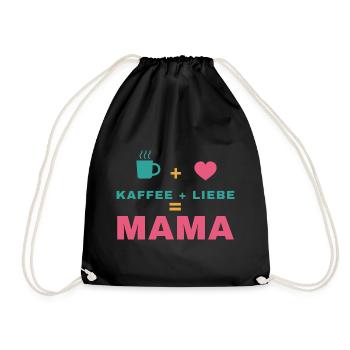 Kaffee + Liebe = Mama – Geschenk für Mama - Turnbeutel - Schwarz - Vorne