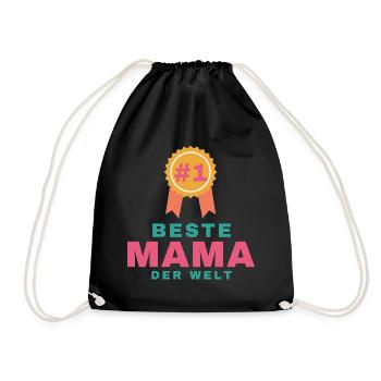 Beste Mama der Welt – Geschenk für Mama - Turnbeutel - Schwarz - Vorne