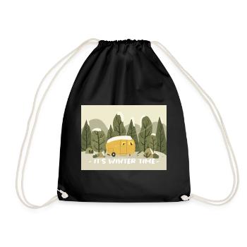 Retro Wohnmobil Winter Ready - Turnbeutel - Schwarz - Vorne