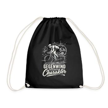 Gegenwind Formt Den Charakter Rennrad Retro Spruch - Turnbeutel - Schwarz - Vorne