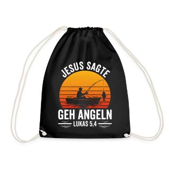 Jesus Sagte Geh Angeln - Turnbeutel - Schwarz - Vorne