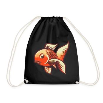 Goldfisch mit großen Flossen – Retro - Turnbeutel - Schwarz - Vorne