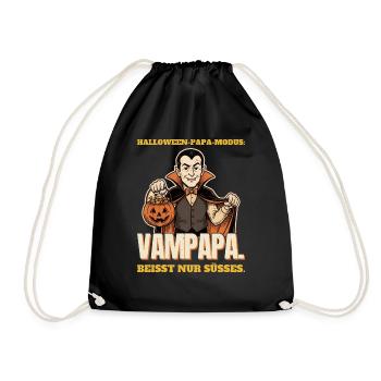 Vampapa: Halloween-Papa beißt nur Süßes - Turnbeutel - Schwarz - Vorne