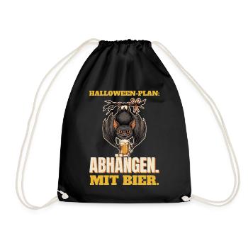 Halloween-Plan: abhängen mit Bier - Turnbeutel - Schwarz - Vorne