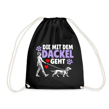 Die mit dem Dackel geht - Turnbeutel - Schwarz - Vorne